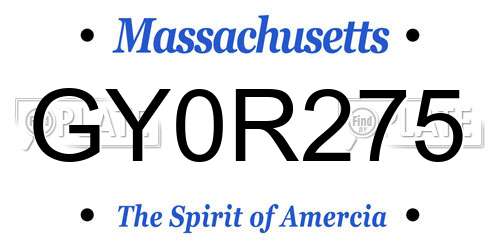 GY0R275 Massachusetts License Plate