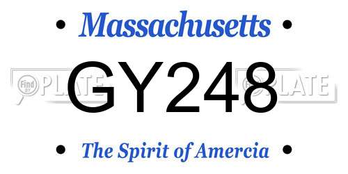 GY248 Massachusetts License Plate
