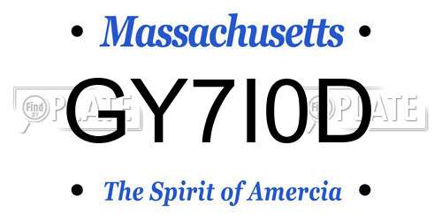 GY7I0D Massachusetts License Plate