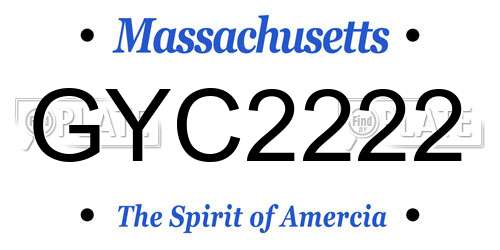 GYC2222 Massachusetts License Plate