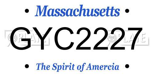 GYC2227 Massachusetts License Plate
