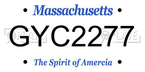 GYC2277 Massachusetts License Plate