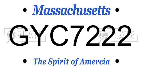 GYC7222 Massachusetts License Plate
