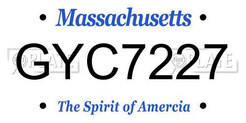 GYC7227 Massachusetts License Plate