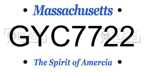 GYC7722 Massachusetts License Plate
