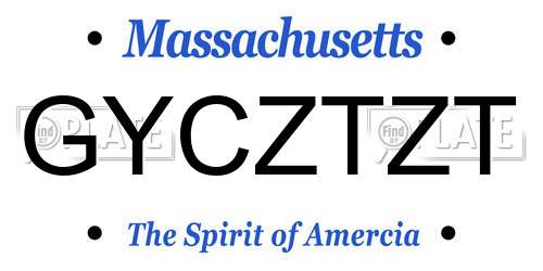 GYCZTZT Massachusetts License Plate