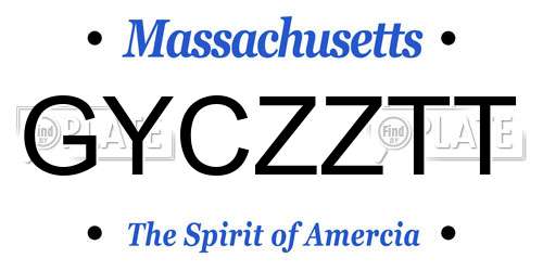 GYCZZTT Massachusetts License Plate