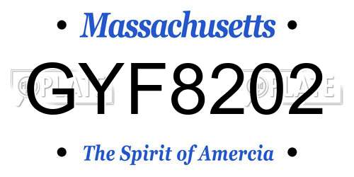 GYF8202 Massachusetts License Plate