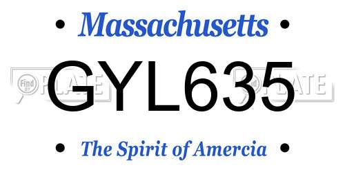 GYL635 Massachusetts License Plate