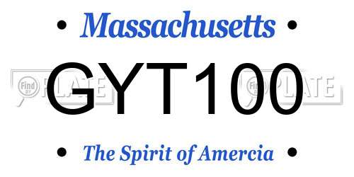 GYT100 Massachusetts License Plate