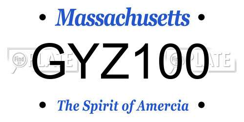 GYZ100 Massachusetts License Plate