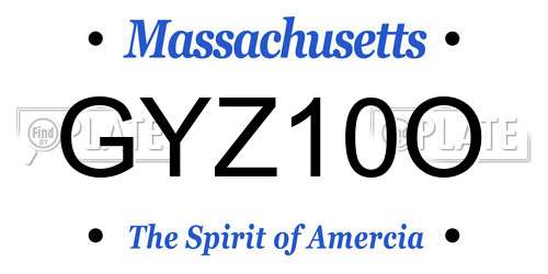 GYZ10O Massachusetts License Plate