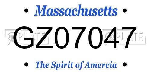 GZ07047 Massachusetts License Plate