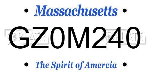 GZ0M240 Massachusetts License Plate
