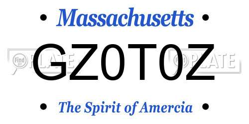 GZ0T0Z Massachusetts License Plate