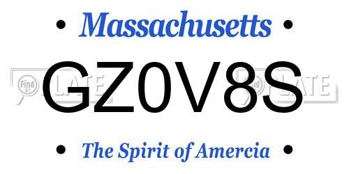 GZ0V8S Massachusetts License Plate