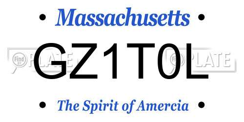 GZ1T0L Massachusetts License Plate