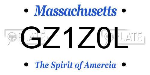 GZ1Z0L Massachusetts License Plate