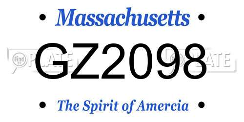 GZ2098 Massachusetts License Plate