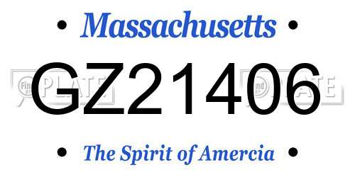 GZ21406 Massachusetts License Plate