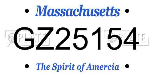 GZ25154 Massachusetts License Plate