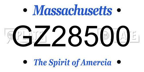 GZ28500 Massachusetts License Plate