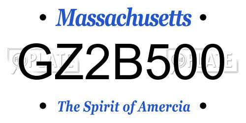 GZ2B500 Massachusetts License Plate