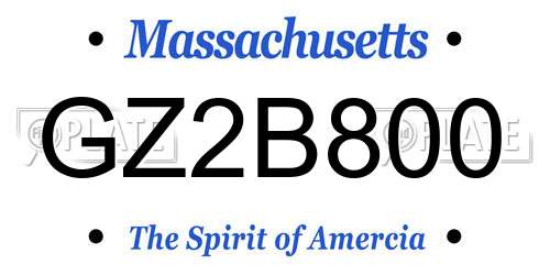 GZ2B800 Massachusetts License Plate