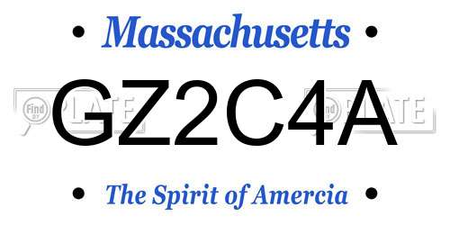 GZ2C4A Massachusetts License Plate