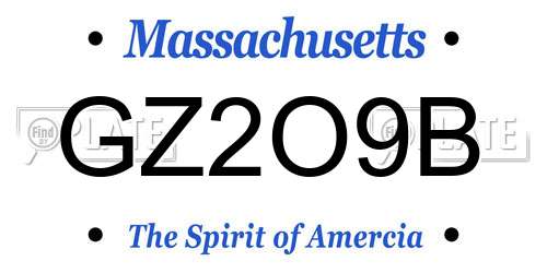 GZ2O9B Massachusetts License Plate