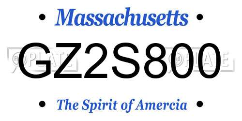 GZ2S800 Massachusetts License Plate