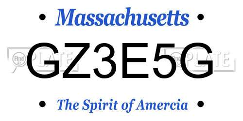GZ3E5G Massachusetts License Plate