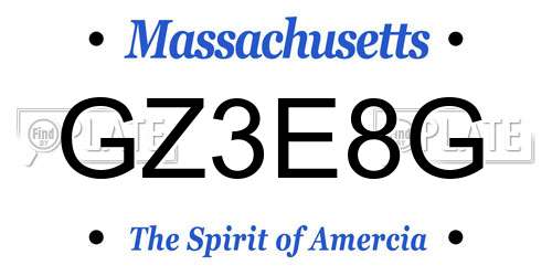 GZ3E8G Massachusetts License Plate