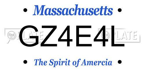 GZ4E4L Massachusetts License Plate
