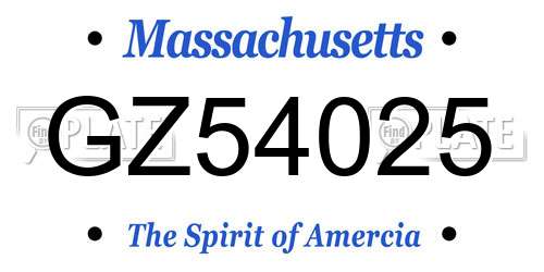 GZ54025 Massachusetts License Plate