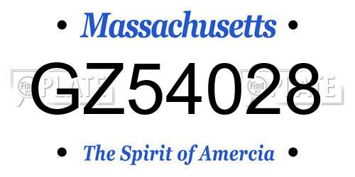 GZ54028 Massachusetts License Plate