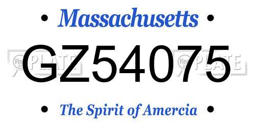 GZ54075 Massachusetts License Plate