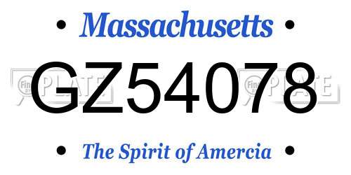 GZ54078 Massachusetts License Plate