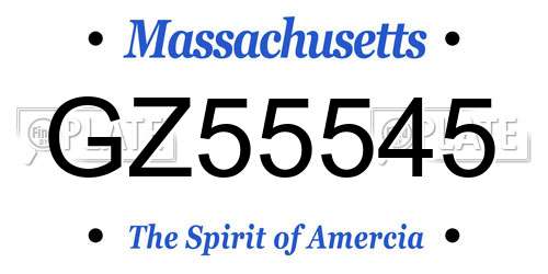 GZ55545 Massachusetts License Plate