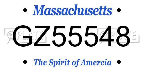 GZ55548 Massachusetts License Plate