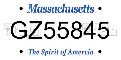 GZ55845 Massachusetts License Plate