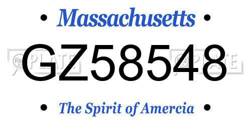 GZ58548 Massachusetts License Plate