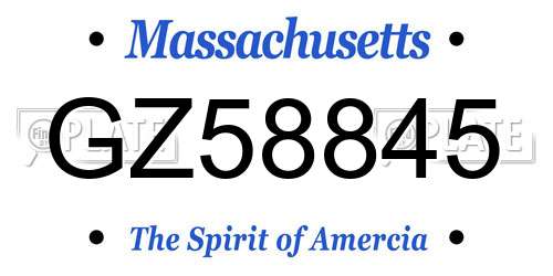 GZ58845 Massachusetts License Plate