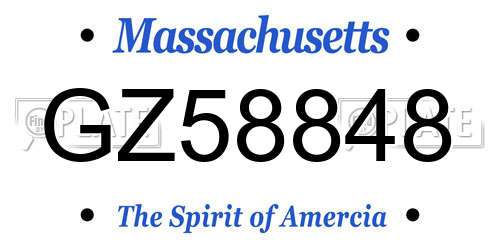 GZ58848 Massachusetts License Plate