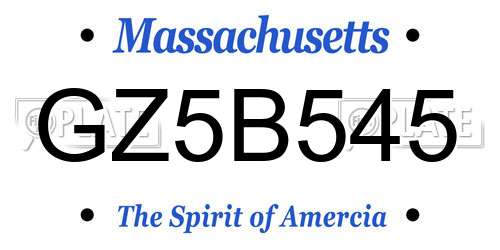 GZ5B545 Massachusetts License Plate