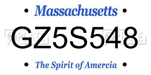 GZ5S548 Massachusetts License Plate