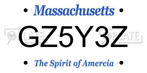 GZ5Y3Z Massachusetts License Plate
