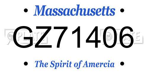 GZ71406 Massachusetts License Plate