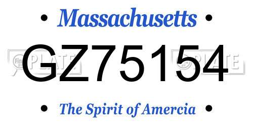 GZ75154 Massachusetts License Plate