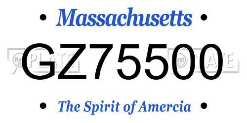 GZ75500 Massachusetts License Plate